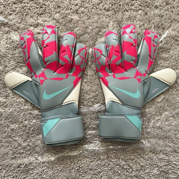 Nike GK Grip3 Goalkeeper Soccer Gloves Ocean Cube Pink Blast HQ0256-395 Size 9 - Picture 2 of 10